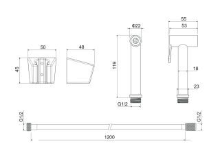 Гигиенический ручной душ Aquatek AQ2054BG со шлангом и держателем шлифованное золото
